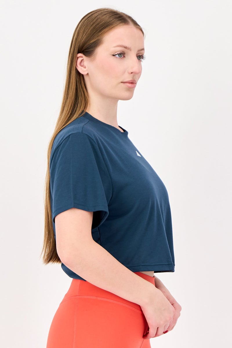 Adidas Women Spostswear Fit Short Sleeve Training T-Shirt, Teal Blue - Image 2